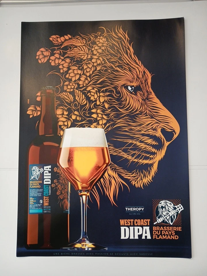 AFFICHE : THEROPY - West Coast DIPA / Brasserie du Pays Flamand - France - Photo 1/1