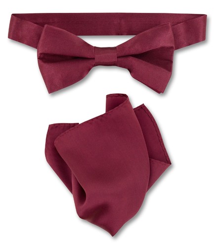 Pajarita y pañuelo Biagio 100 % seda color borgoña liso para hombre