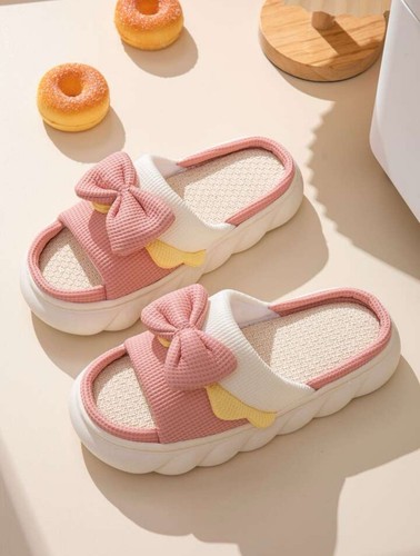New Thick-Soled Cute Girls' Linen Slippers For Women, Four Seasons Anti-Skid - Picture 5 of 14