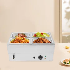 4-Pan Stainless Steel Commercial Food Warmer Electric Soup Warmer Countertop