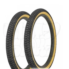 PAIR Duro BMX Tires Snake Belly Snakebelly Black w/ Gum Wall 20 x 2.125