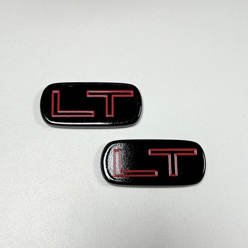2Pcs LT Nameplate Emblem Badge For 99-07 Car Decal Black Red Size :2.5" x 1.2"