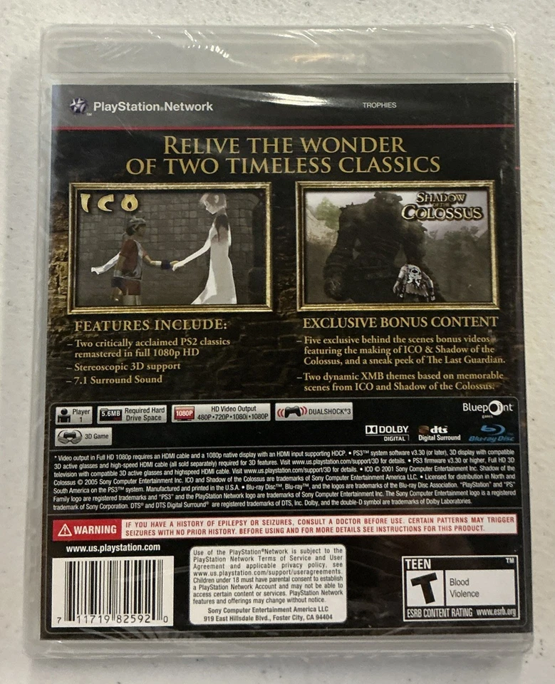 Ico & Shadow of the Colossus Collection PS3 PlayStation 3 Brand New Sealed - Image 2 of 2