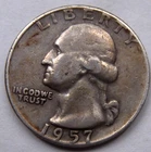 1957-D 25C Washington Quarter 90% Silver .1808 troy oz VF