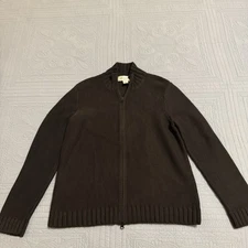 Jones Wear Sport Black Full Zip Sweater Size Large 100% Cotton Made In Japan