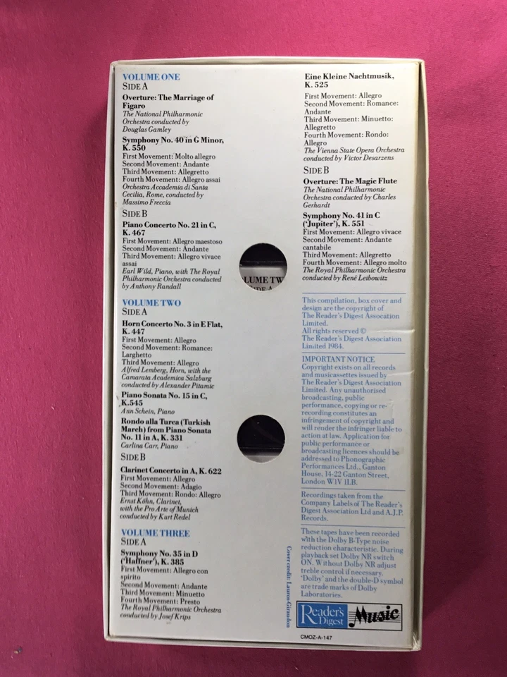 Wolfgang Amadeus Mozart, The Magic Of Mozart, Reader's Digest 3 x Cassette, Seal - Image 2 of 4