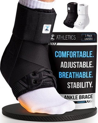Ankle Brace for Women & Men - Lace Up Adjustable Support with Side Stabilizer...