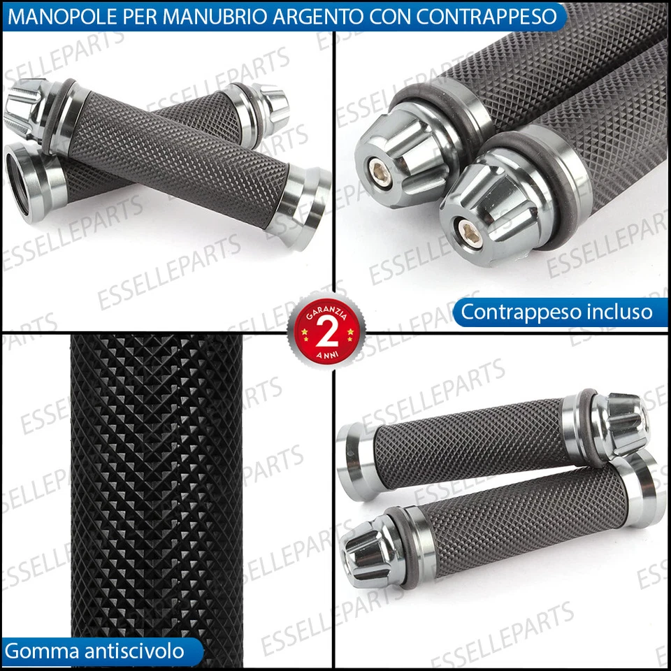 MANOPOLE MANUBRIO ANTISCIVOLO ARGENTO CON CONTRAPPESI PER YAMAHA X-CITY 250 - Immagine 2 di 4