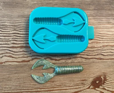 BRX Soft Plastic Bait Mold, 4 Inch Craw Grub, Plastisol
