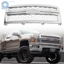 Front Grille Fit For Chevrolet Silverado 1500 2014-2015 Chrome+Silver 23259624