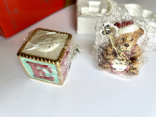 Christopher Radko Christmas Noel Bear Salt & Pepper Shakers Htf Retired New 2-3” - Picture 10 of 24