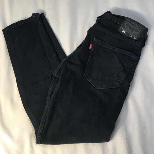 Levi's 502 Men's Black Regular Fit Taper Leg Jeans Size 32x32 Denim Zipper  | eBay