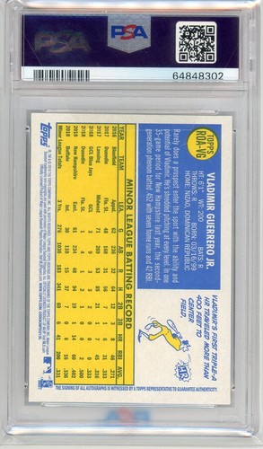 Vladimir Guerrero Jr 2019 Topps Heritage Real One On Card Auto Blue Jersey PSA 9 - Picture 2 of 2