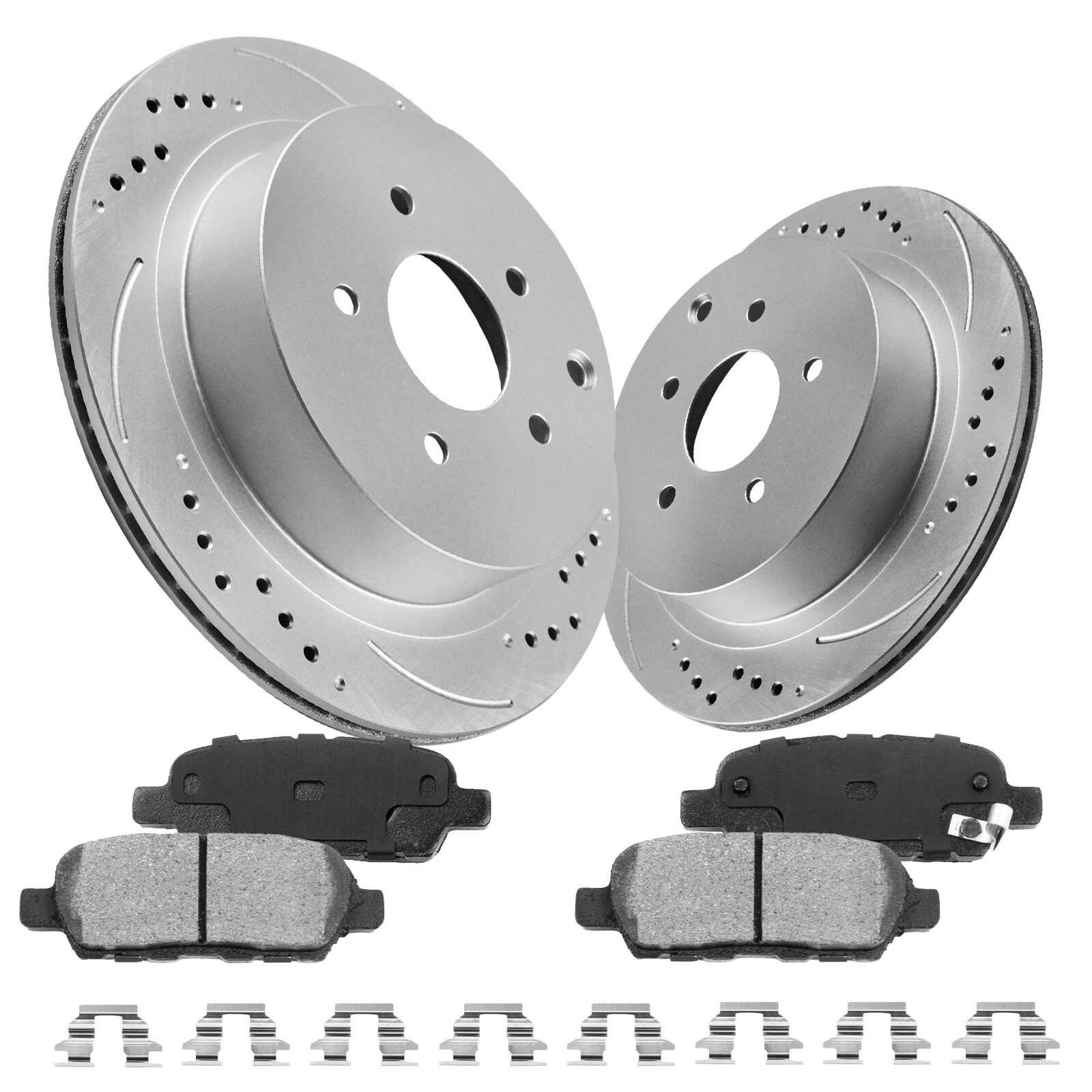 Rear Brake Rotors + Ceramic Pads for Infiniti FX35 Q50 QX60 Q60 Q70 M56