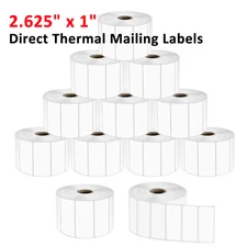 1" x 2 5/8" Direct Thermal Shipping Labels 2000/Roll FBA UPC for Zebra Amazon