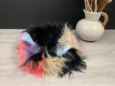 24'' Rainbow Round Sheepskin Pet Bed Organic Wool Gift for Pets Dog Cat