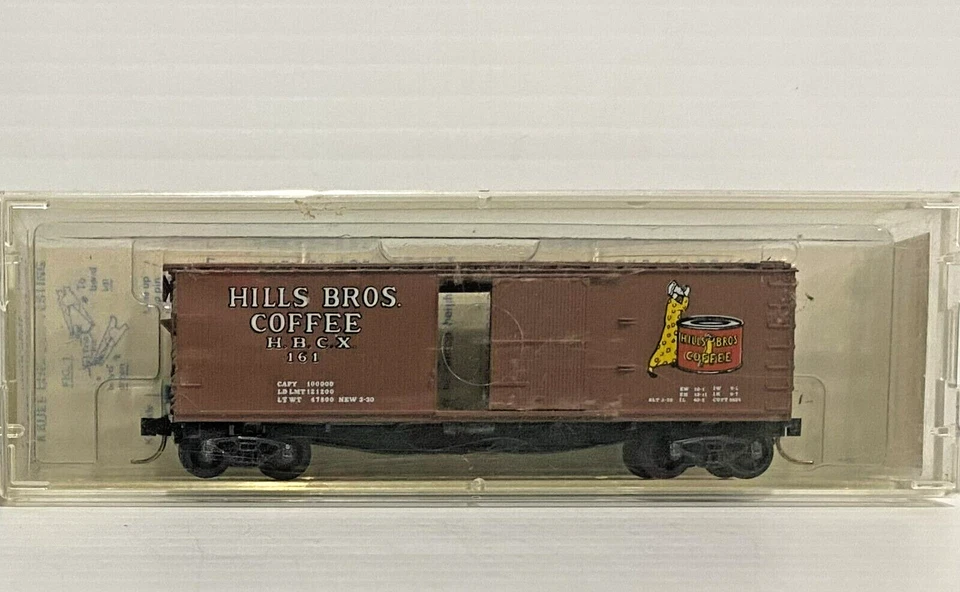 Hills Bros Coffee. N Scale. 40' Wood Sheathed Box Car, SSD. Road # 161. Kadee. - Image 2 of 3