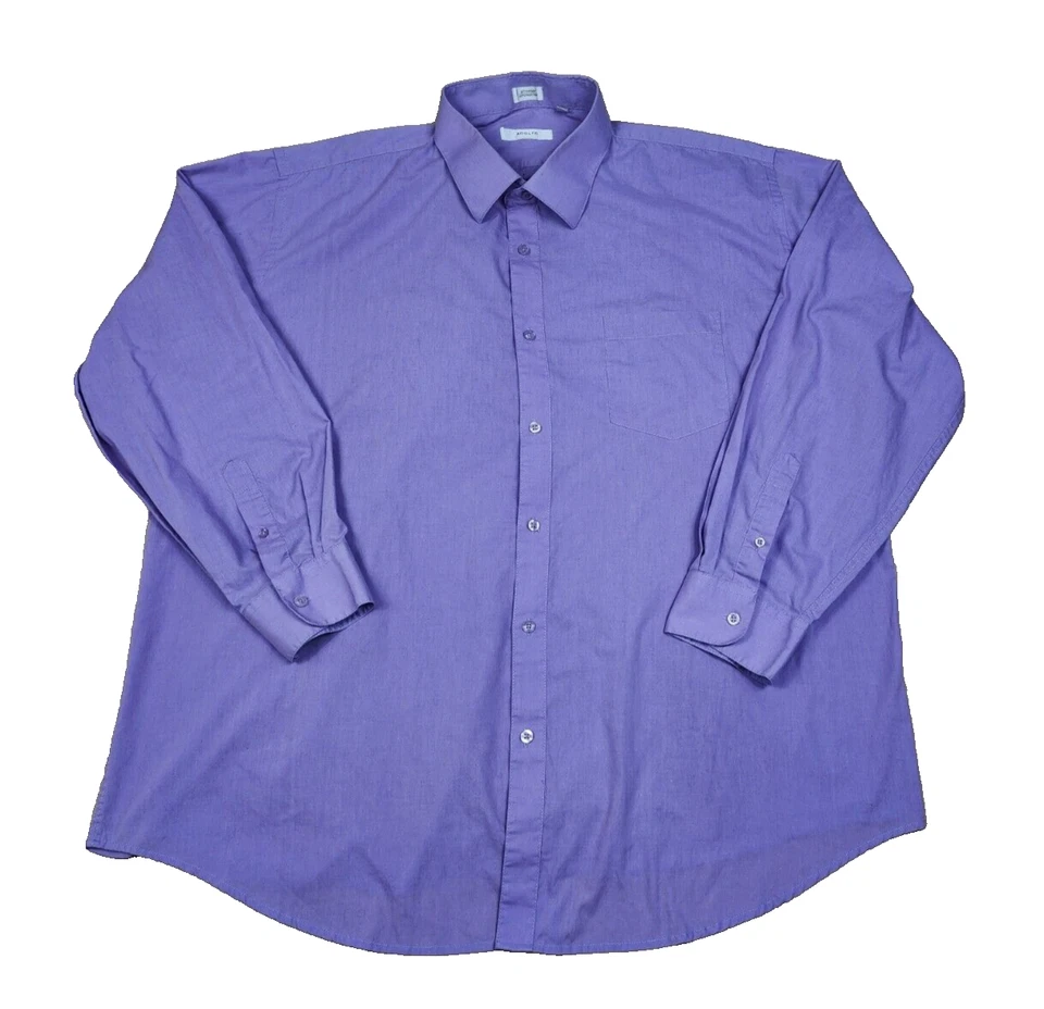 Camisa de vestir Adolfo púrpura manga larga para hombre grande 3XL 19/19/1/2 34/35 Foto 3 de 4