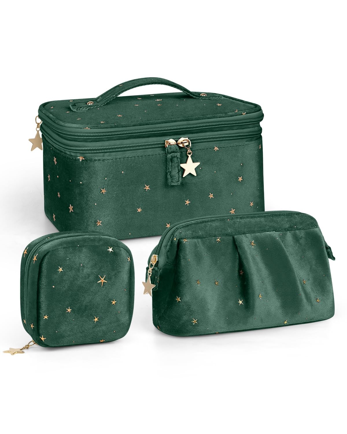 Makeup Bag, Double-layer Cosmetic Bag with Jewelry Storage and Brush Holders ...-image