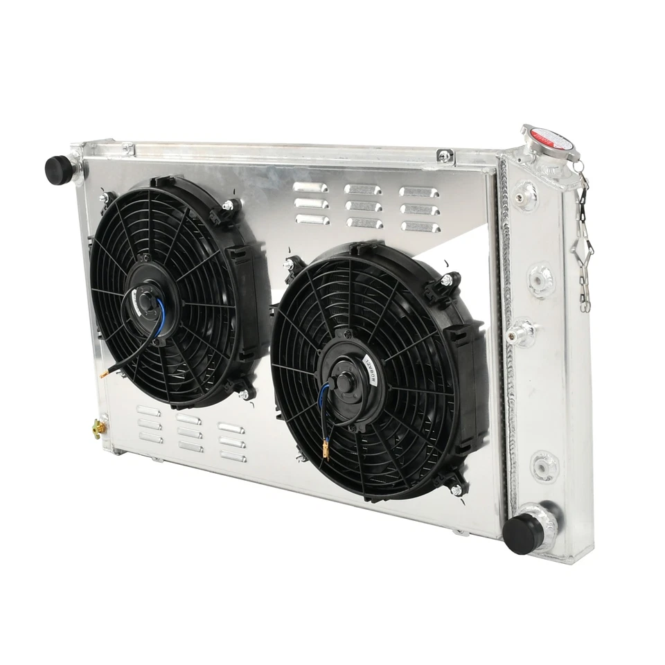 Radiador de 3 filas + ventilador de cubierta para Chevy/GMC C10 C20 C30 K10 1968-87 28" con El Camino Foto 2 de 4