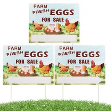 Farm Fresh Eggs Sign Double Sided with Stakes, 3Pcs 14x11 Inch Weatherproof Y...