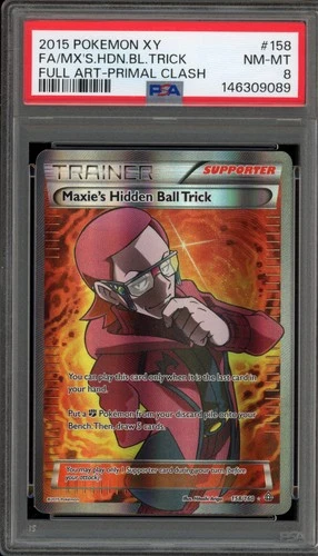 Pokemon Maxie's Hidden Ball Trick XY Primal Clash Full Art #158 PSA 8