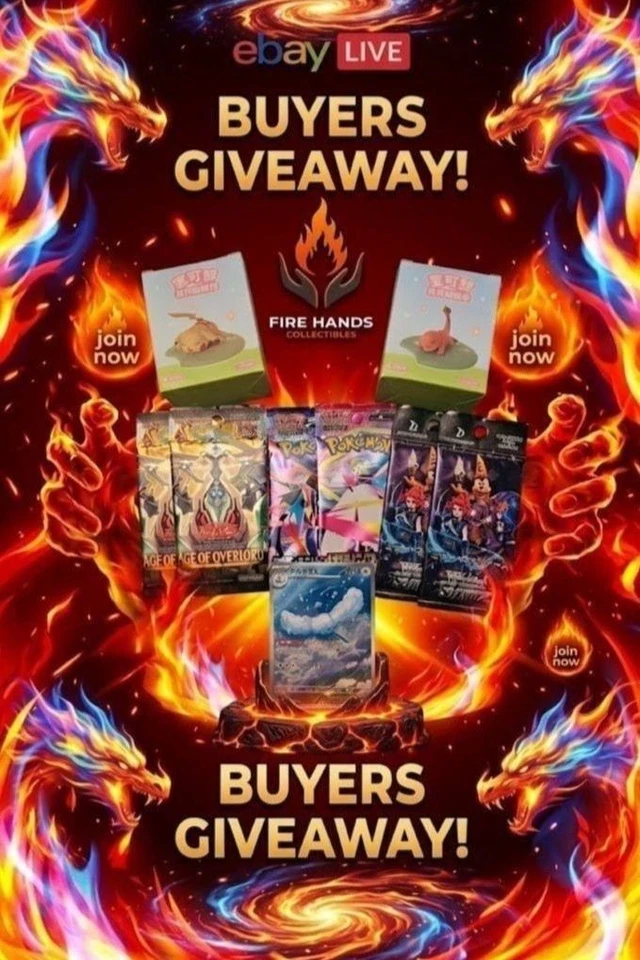 Buyers Giveaway🔥Fire Hands 🔥🙌 Rip & Ship🔥Buy It Now🔥Pokemon🔥One Piece