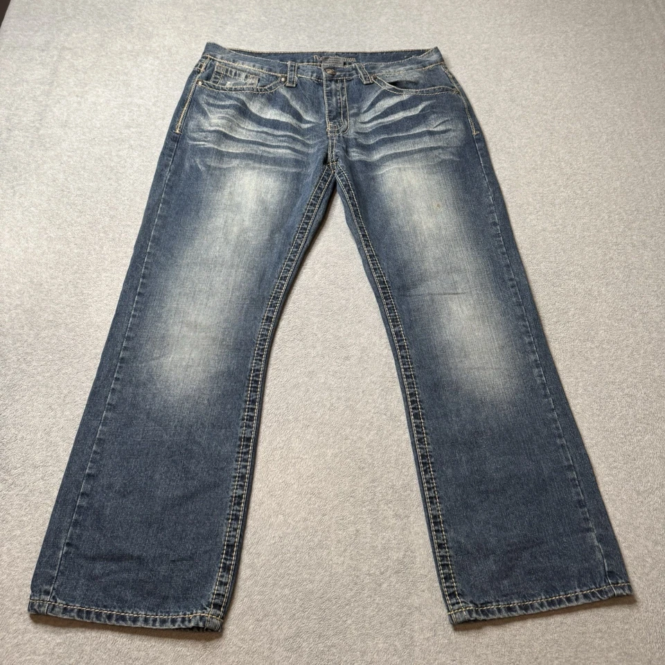 Jeans Axe & Crown Para Hombres 36x32 Azul Denim Desteñido Western Hip Hop Rock n Roll Grunge Foto 2 de 4