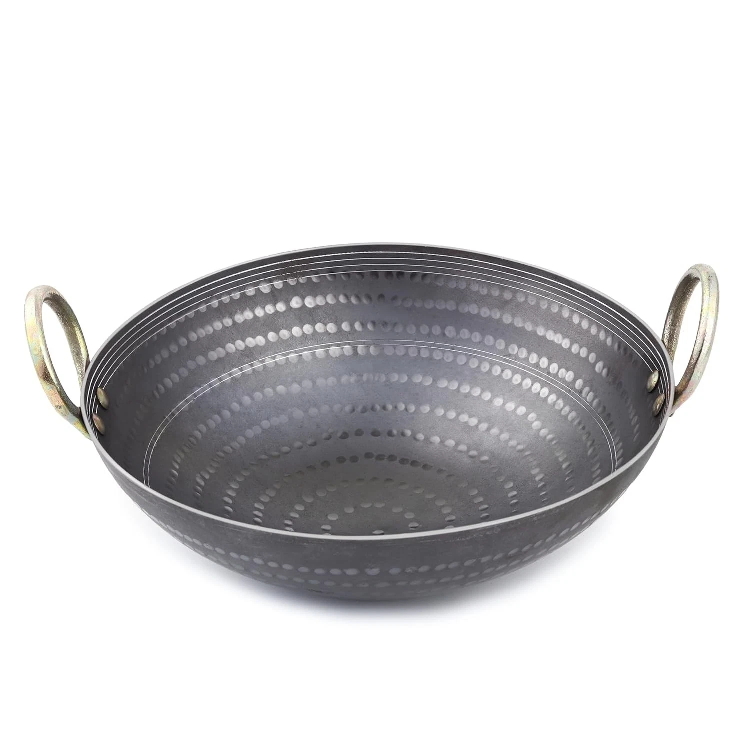 Indian Handmade Traditional Cooking Frying Pan Kadhai Wok Hammered Design 6 Ltr