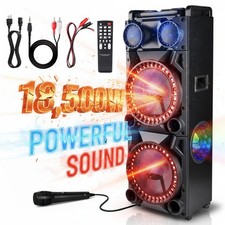 Dual 12" Woofer Portable FM Bluetooth Party Speaker Deep Bass Sound With Mic US