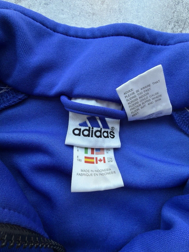 Camiseta deportiva vintage Adidas para hombre M 1/4 cremallera Climalite-azul-negro con rayas blancas Foto 2 de 4