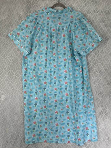 Blue Floral House Dress Mumu 2XL Granny Chic Casual Lounge Sleep Cottage 90s 80s - Picture 5 of 11