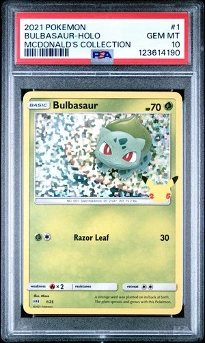 2021 Pokemon Mcdonalds Collection 1 Bulbasaur Holo PSA 10 Card GEM MINT NEW CERT
