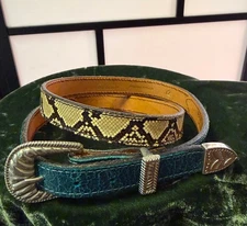 Rocky Creek Tex Tan Genuine Python Western Belt Size 32 Silver Tone Buckle USA