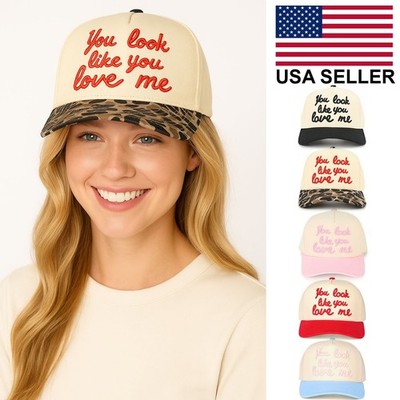 C.C YOU LOOK LIKE YOU LOVE ME Letter Embroidered Snapback Trucker Baseball Cap