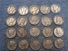 20 SILVER MERCURY DIMES WITH DATES  LOT 97