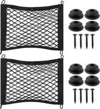 2 Pack Elastic Small Cargo Net Pocket,Small Cargo Net with Hooks,Cargo Netting B