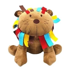 Kidsline Lion Plush Brown 9.5" Felt Tags Sewn Eyes Baby Toy Multicolor Mane