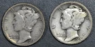 1923-PS 10C MERCURY SILVER DIME 2 Coins KM# 140 Grade:  VG A6632