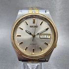Seiko Automatic Watch Men 37mm Silver Dial Two Tone Daydate 7s26-0540 Runs