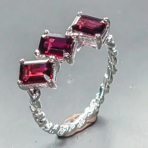 Gemstone ring Natural Rhodolite Ring 925 Sterling Silver Size 6.5 /R453002