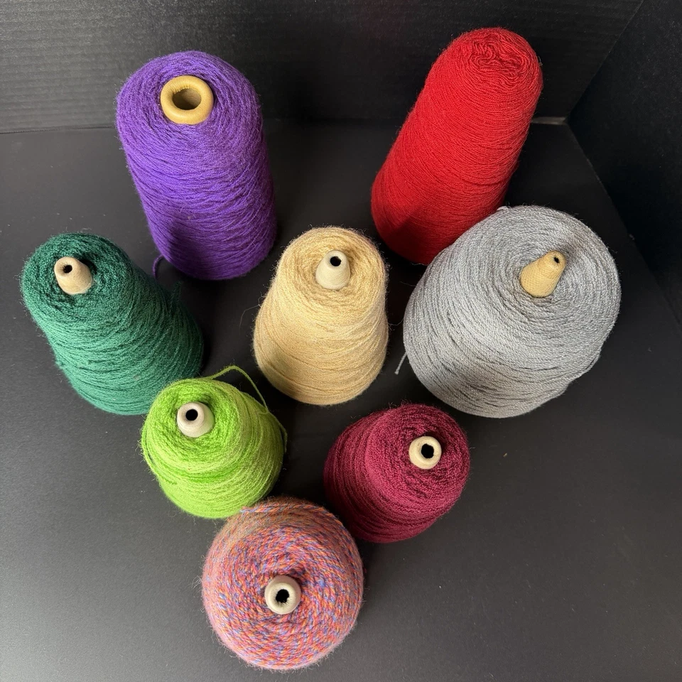 3+ lb Lot Of 8 Acrylic Knitting Machine Yarn Cones Needlework Weaving Knit - Image 2 of 4