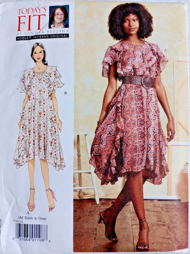 Abito donna Vogue Today's Fit Sandra Betzina con motivo cucito a balza V1612 tutte le taglie - Foto 2 di 6