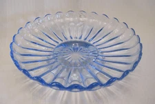 Imperial pillar flute clear blue footed plate compote vintage