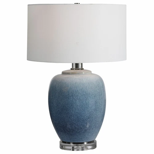 UTTERMOST 28435-1 BLUE WATERS VIBRANT COBALT AQUA GLAZE CERAMIC TABLE LAMP - Picture 3 of 6