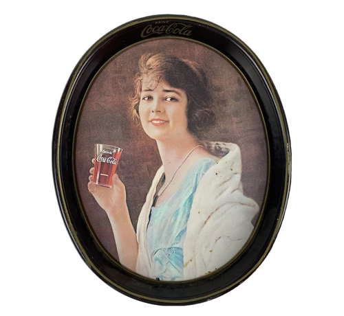 Vintage Drink Coca Cola”Gibson Girl” Oval Tin Tray 1973 Made In USA