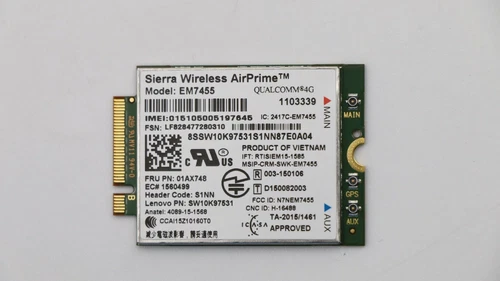 Lenovo ThinkPad EM7455 UMTS 4G LTE HSPA Mobile Broadband - FRU 01AX748