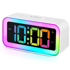 Loud Alarm Clock for Bedrooms with Dynamic RGB Night Light,Heavy Sleepers Adu...