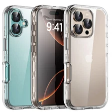 For iPhone 16 Pro Max 16e Phone Case Heavy Duty Shockproof Rugged Clear Cover