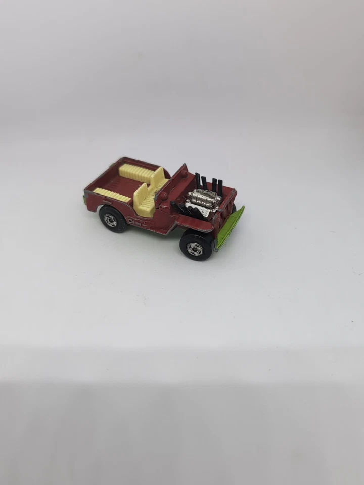 Супербыстрый красный спичечный коробок No2 (A) Jeep Hot Rod 1971 красный зеленый - Изображение 4 из 4